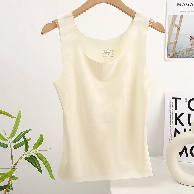 Atasan Tanpa Lengan Wanita 3 Potong - Melar & Ringan & Bernapas, Desain Leher U, Dapat Dicuci dengan Mesin -Hitam & Putih & Aprikot