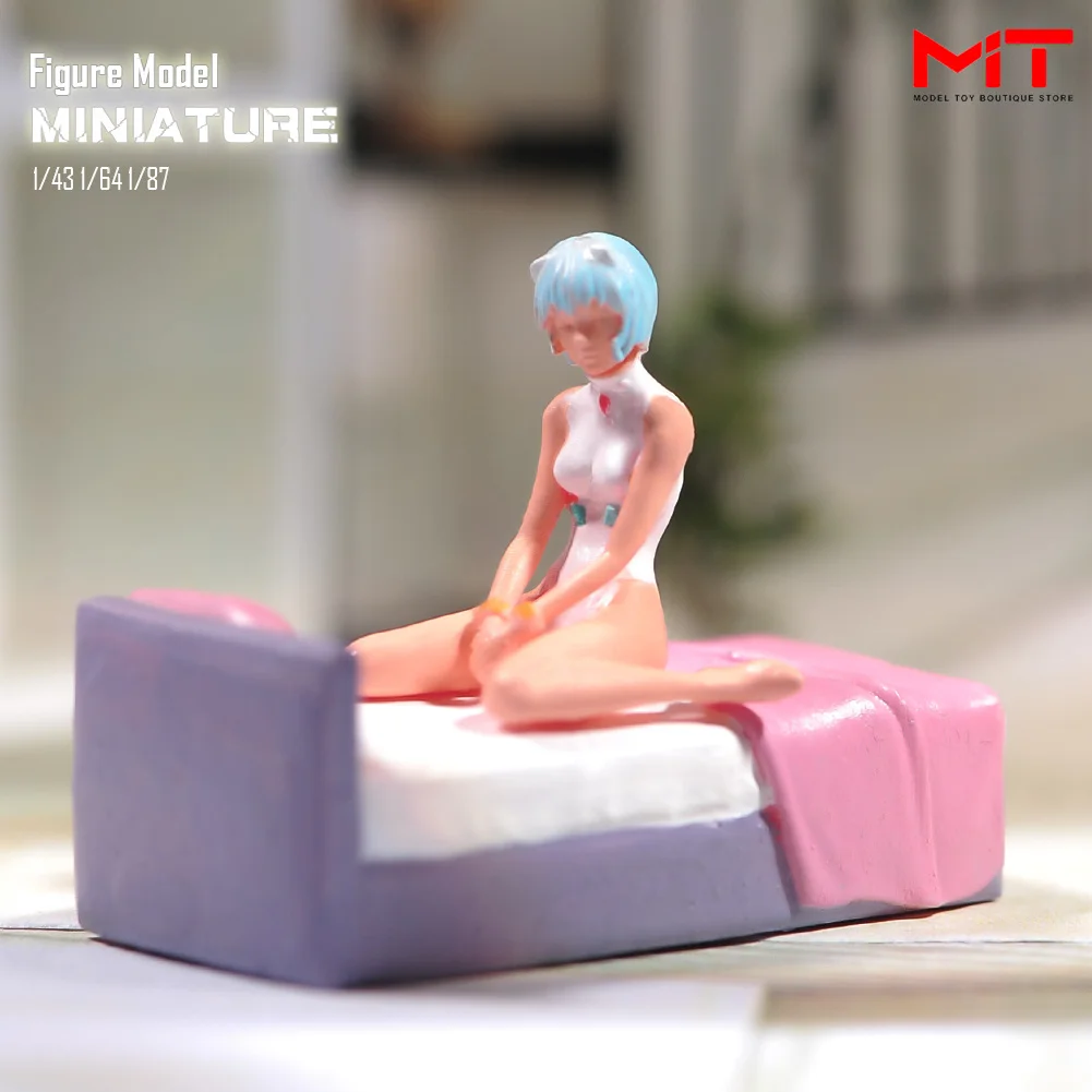 Miniatures Figurine 1/87 1/64 1/43 1/24 Anime Beauty Girl Sitting Figures Model Creative Photography Scene Props Toy
