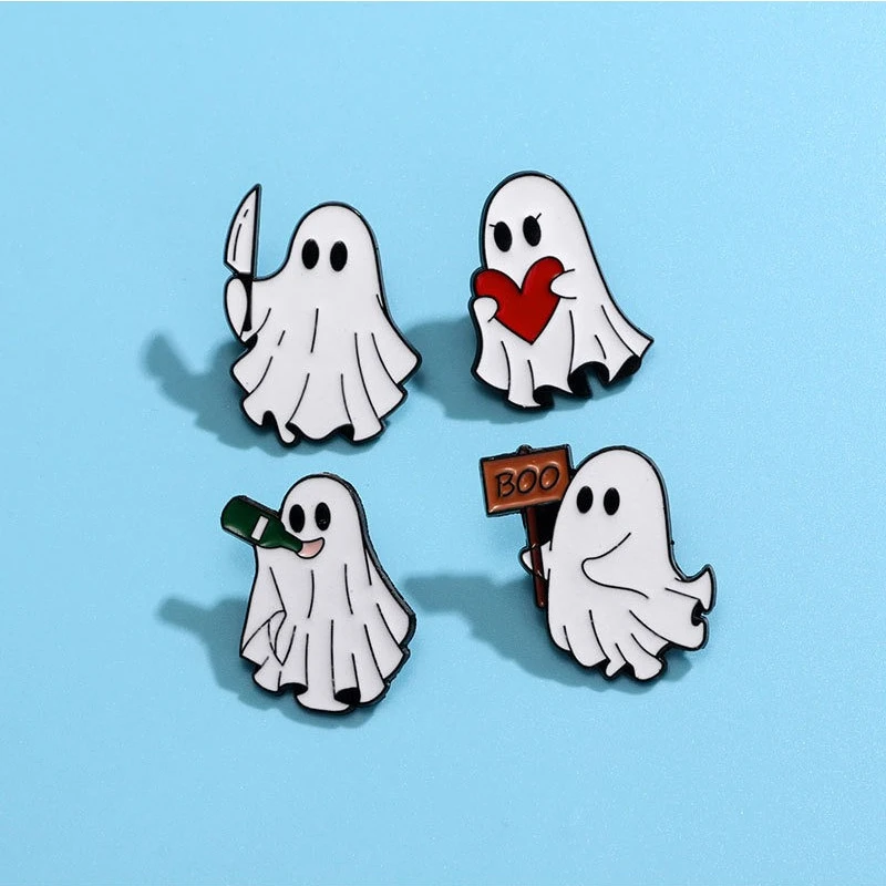 Creative Cartoon Halloween Ghost Design Oil Dropped Alloy Brooch Pin Badge Accessory For DIY Clothes Bag Hat Scarf T-shirt Jeans