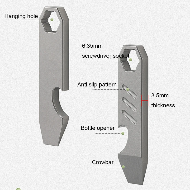 TC4 Titanium Alloy Crowbar Bottle Opener Hexagon Wrench EDC Outdoor Survival Self Defense Tools Multifunction Camping Gear Gift