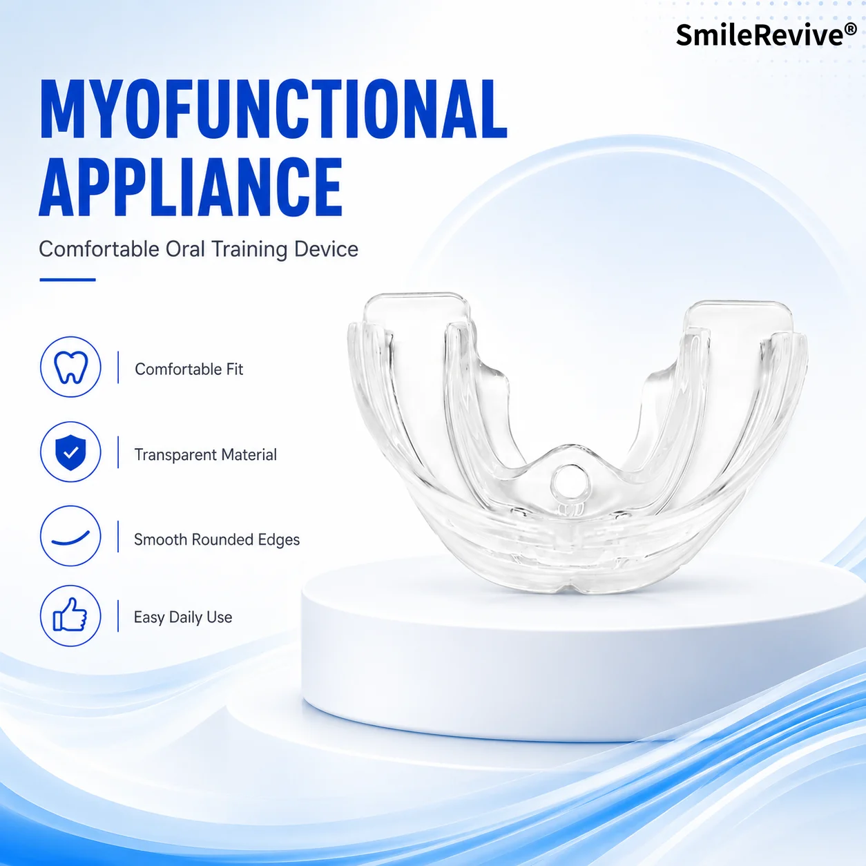 SmileRevive Day Night Wear Myofunctional Orthodontic Trainer Teeth Aligner Straightening Silicone Brace White Class II