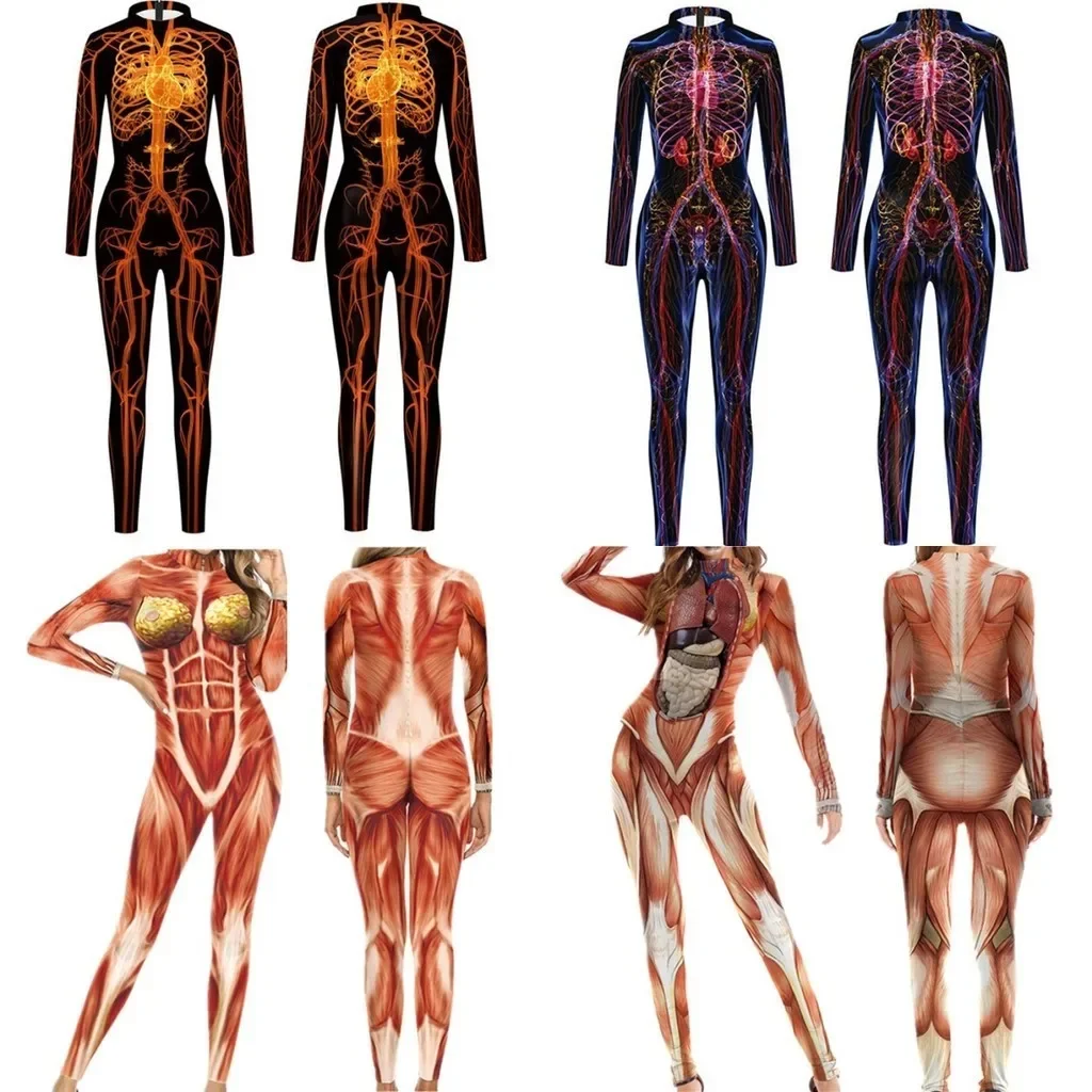 

3D Digital Printing Stage Performance Costumes Adults Halloween Events Carnival Theme Party Cosplay Outfit Pretend Game Jumpsuit