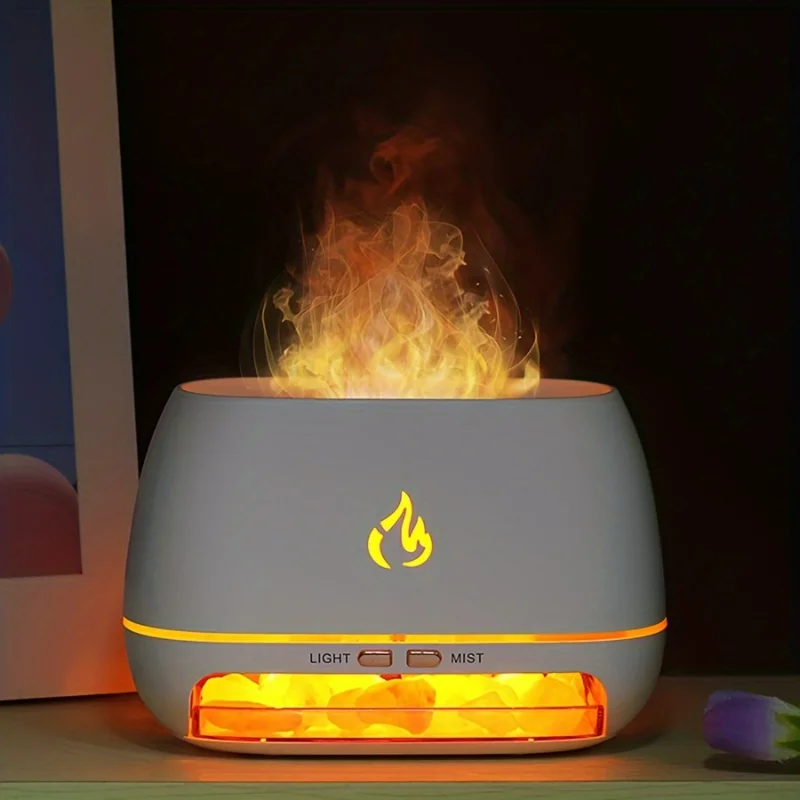 1pc Large Premium Sense Mist  Diffuser - Humidifier with High Mist Volume, New Aromatherapy Salt Stone Simulation Flame Design,