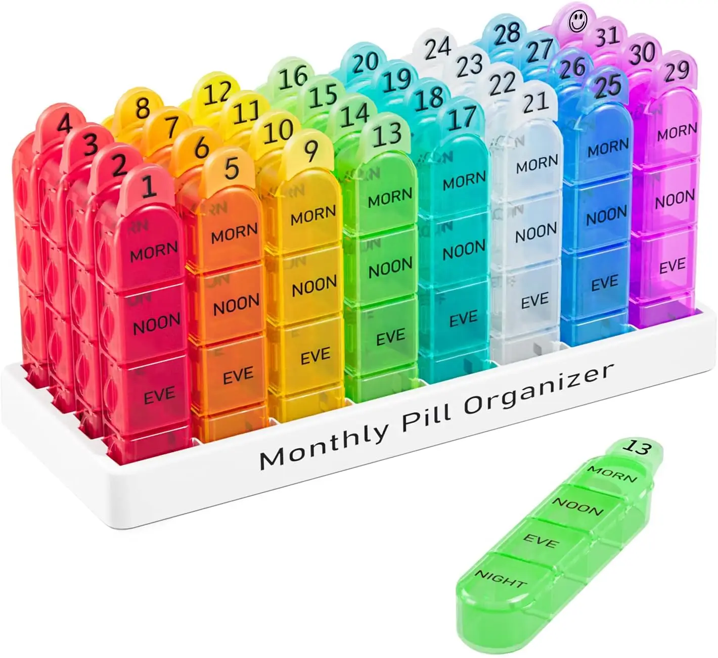 Labelife Monatlicher Pillenorganizer für 4 Anwendungen pro Tag, 30-Tage-Pillenbox mit Täglicher Medikamentenbox, Ein-Monats-Medikamentenbehälter