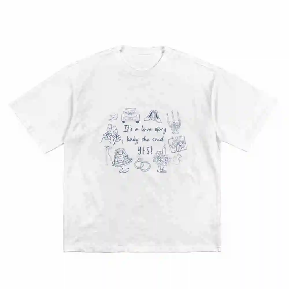 She Said Yes Proposal Love Story Bachelorette Party Short Sleeve Tee 100% Cotton T-Shirt