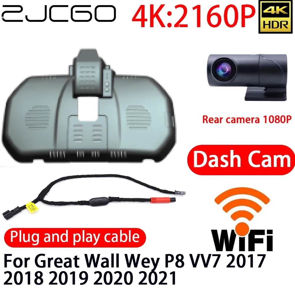 ZJCGO 4K DVR Dash Cam Wifi Front Rear Camera 24h Monitor For Great Wall Wey P8 VV7 2017 2018 2019 2020 2021