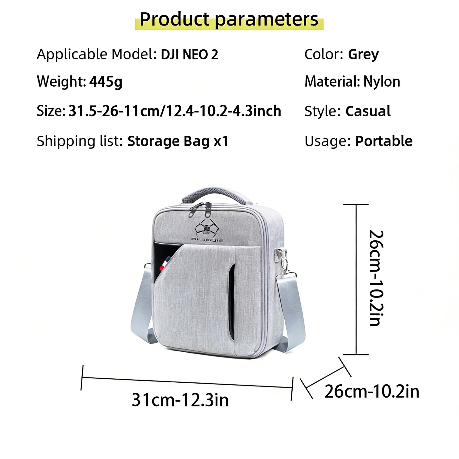 Portable Shoulder Storage Bag For Dji Neo 2 Fly More Combo Drone Nylon Carrying Case Fits Neo 2 Drone & Accessories Pouch