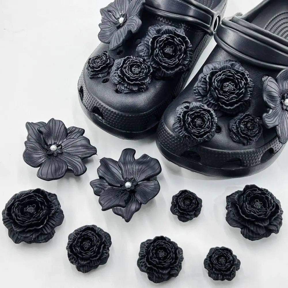 8 Stück wiederverwendbare 3D-Blumen-Schuhclips, Schnallen, DIY-Schuhdekorationen, abnehmbare perforierte Schuh-Accessoires, Strandschuhe – Detail 4