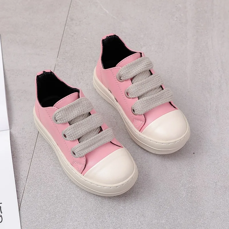 Sneakers per bambini ragazze ragazzi scarpe per bambini Owen Leather Jumbo Lace Up Slip On Casual Spring Streetwear stivali neri rosa rossi