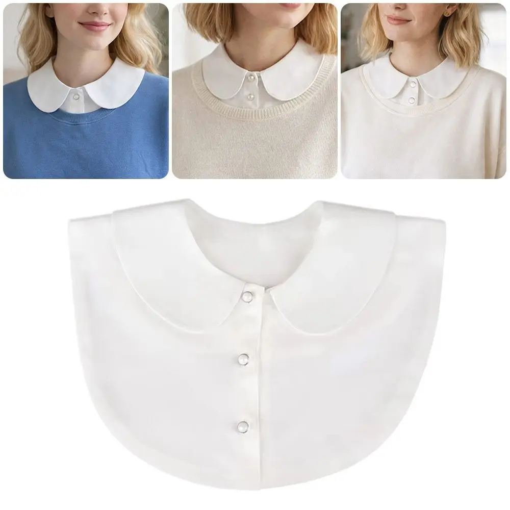 

Fashion White Round Collar Korean Style Cotton Shirt Collar Detachable Neck Collar