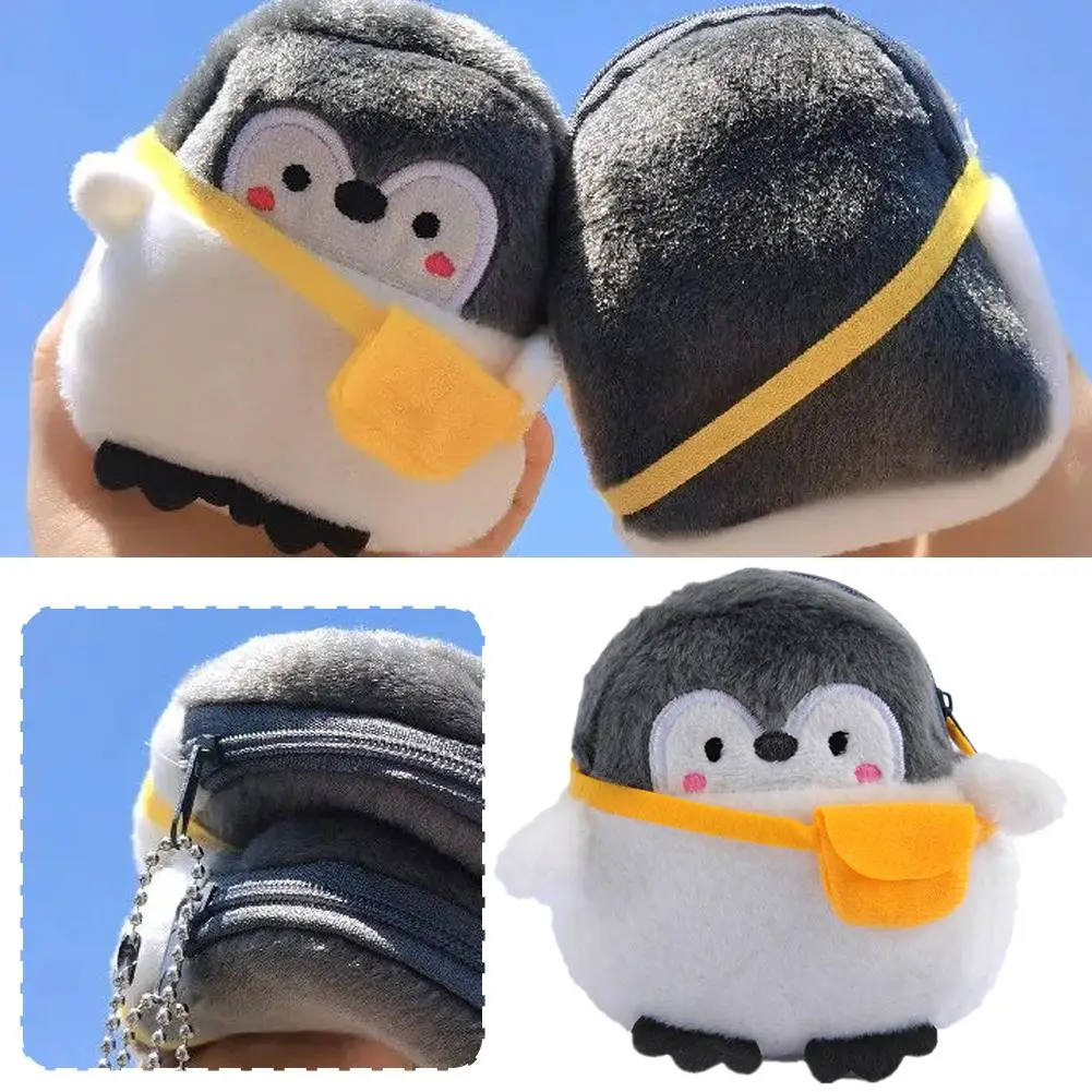 Cute Penguin Plush Wallet Coin Bag With Yellow Schoolbag Mini Currency Coin Purse For Kid Lipstick Data Cable Storage Bags Q9u1