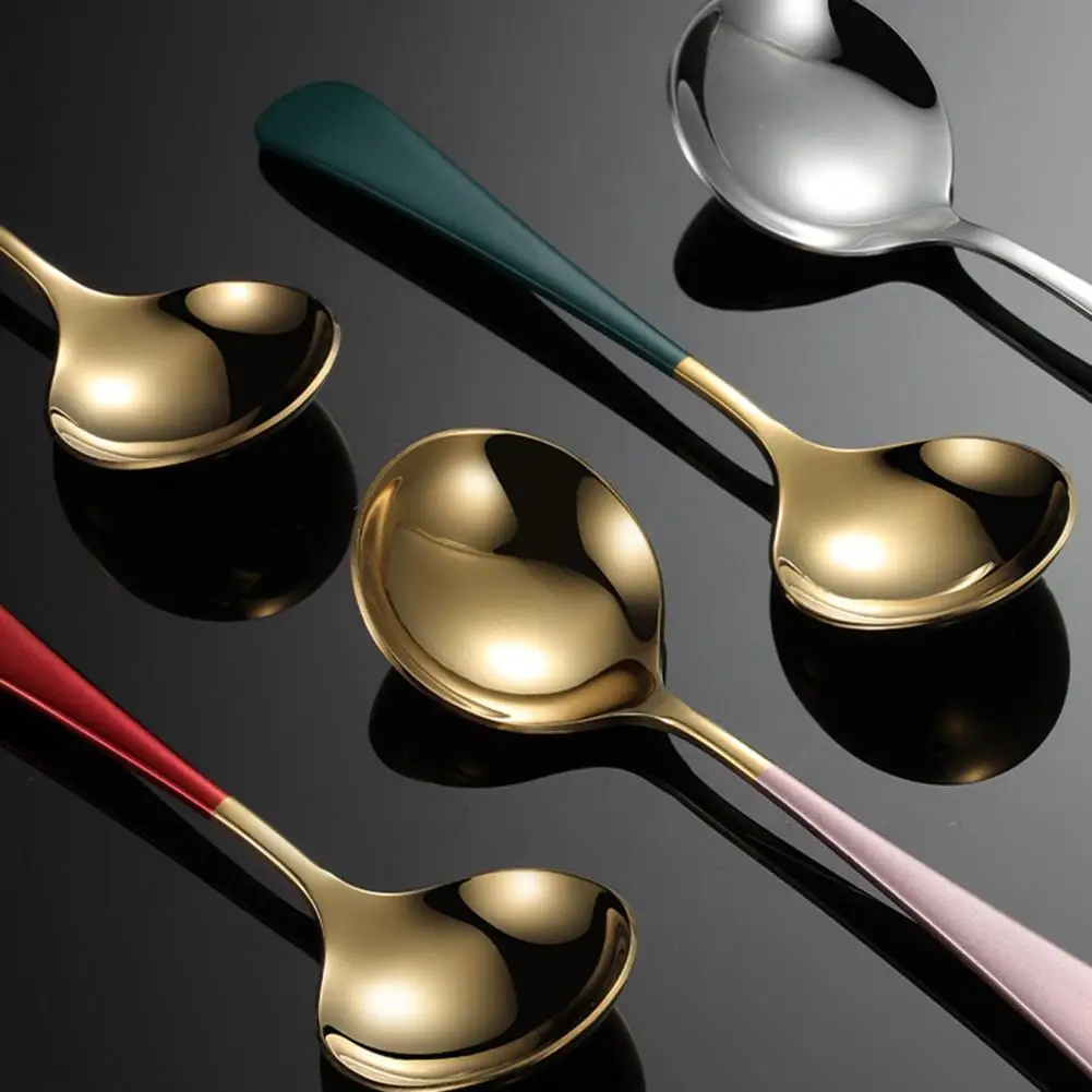 

Round Stirring Spoons for Restaurants Elegant Stainless Steel Dessert Spoons for Restaurants Home Kitchens Hotels for Kids