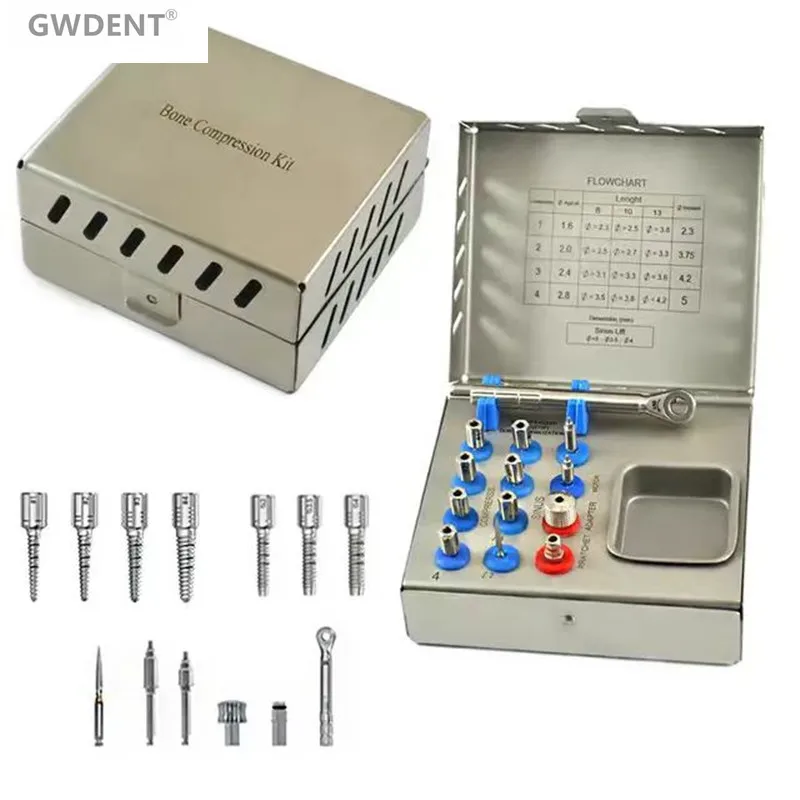 1 Set Dental Implant Bone Compression Kit Surgical Sinus Lift Expander Surgery Instruments Trimmer Steel Universal Kit