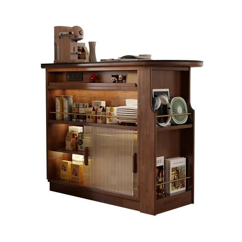 

Solid wood bar countersmall apartment living room partition household telescopic island counter dining side cabinet,