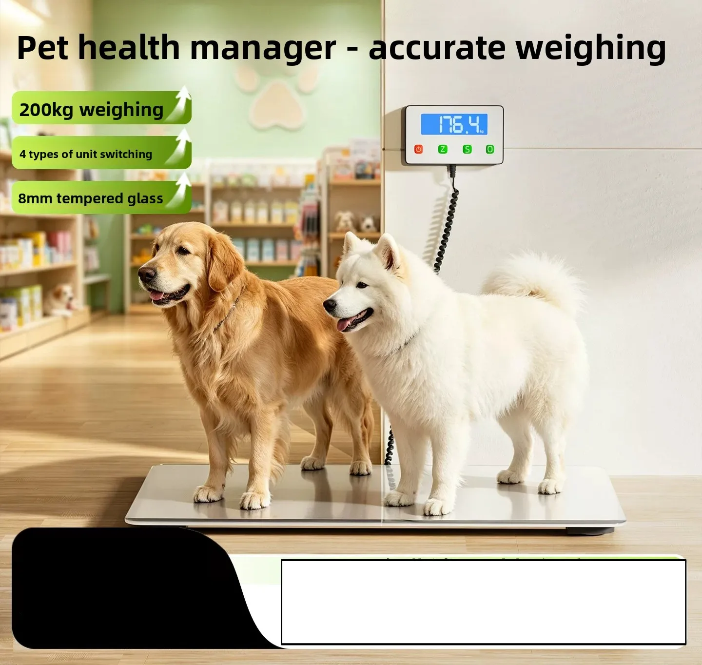 High Precision Large Animal Electronic Weight Scale Pet Vet Scale 80x50cm Platform for Big Dog Cat