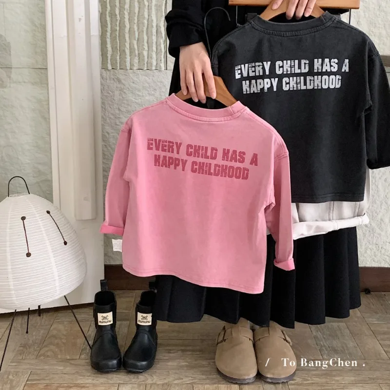 Children's Long-sleeve T-shirt Spring Autumn New Stylish T-shirt for Boys Girls Trendy Brand Breathable  Student Cool T-shirt