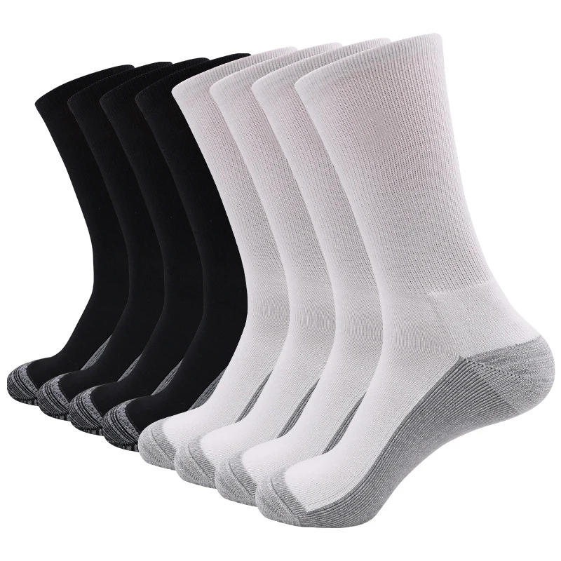 8 Pairs New Men Long Sport Socks Compression Socks Breathable Basketball Socks Cushion Running Socks Football Socks with Terry