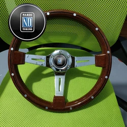 350MM Classic Universal 14Inch Racing Nardi Wood Steering Wheel Car JDM ABS Wood Steering Wheel Volantes For VW HONDA TOYOTA BMW