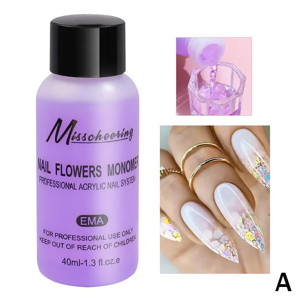 40ml Nail Crystal Acrylic Liquid Nail Polish UV Gel Gel Tool Solution Extending Art Slip Nail Remover Nail C0H4