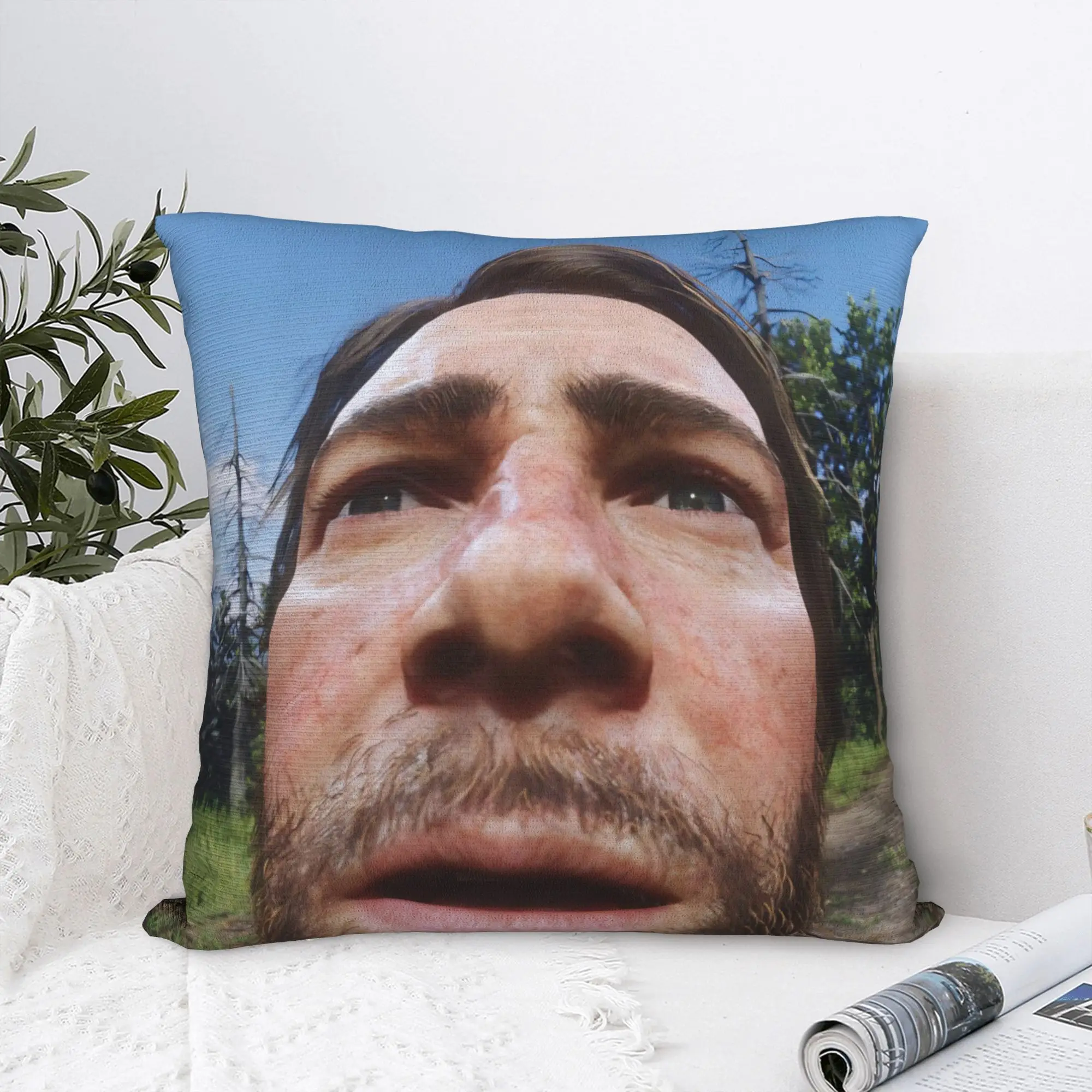 Arthur Morgan Meme Pillowcase Polyester Cushion Cover Gift RDR2 Game  Throw Pillow Case Cover Home Square 40X40cm