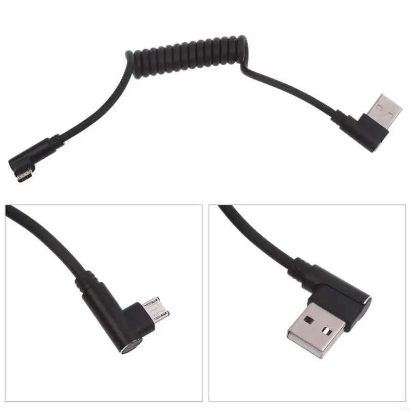 Q5WF Spring Coiled Charging Cord USB Male to Micro USB Male Flexible 60W 480Mbps Data Sync Cord for Phone Speaker