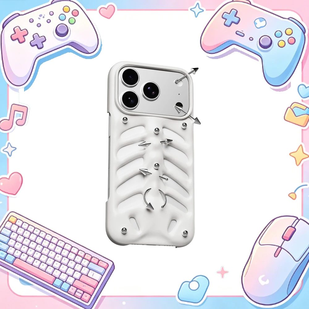 PINKDEVIL Original Phone Case Skeleton Cover Iphone15 16 17 18 Pro Max Case Cover Hard Shell Puncture Version Cellphone Gifts