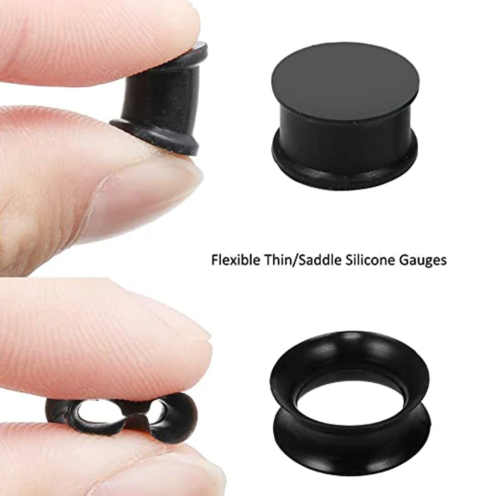 Ear Gauges for Ear Silicone Ear PlugsSoft Flexible Silicone Gauge Saddle Silicone Ear Plugs and Tunnels 3mm-25mm