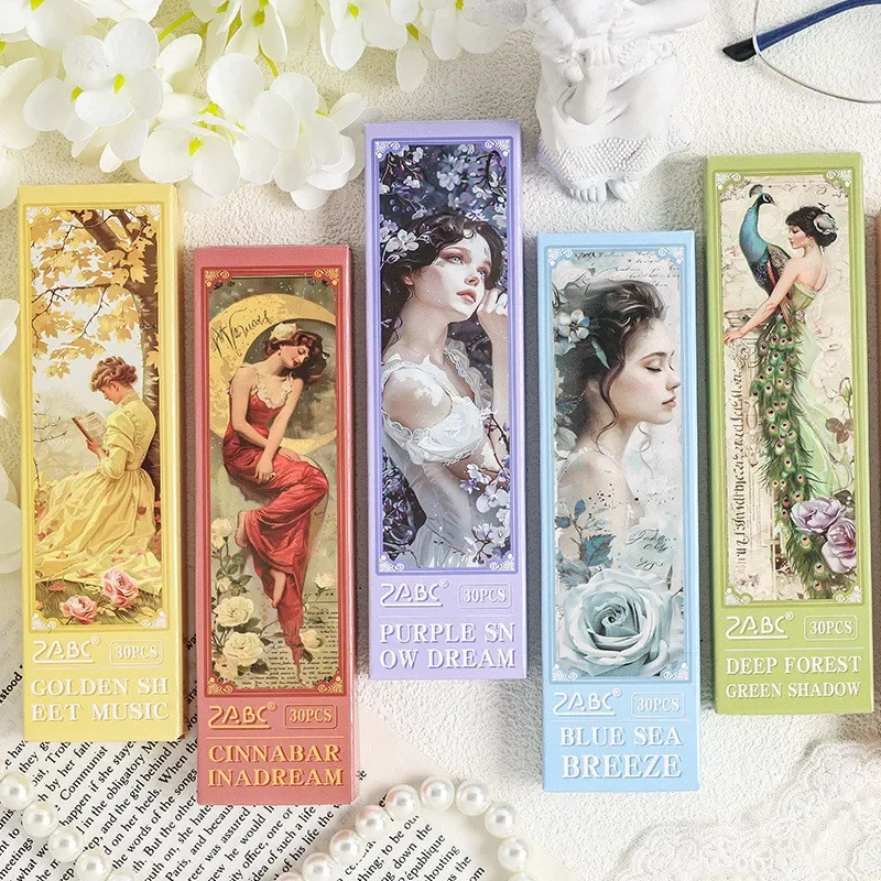 30 Pcs/box Girl Bookmarks Romantic Series Creative Hand Account DIY Decor Stationery Student Office Supplies