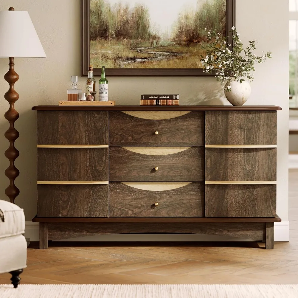 Armadietto da buffet con credenza grande con 3 cassetti, manico in legno massello, stazione moderna da bar