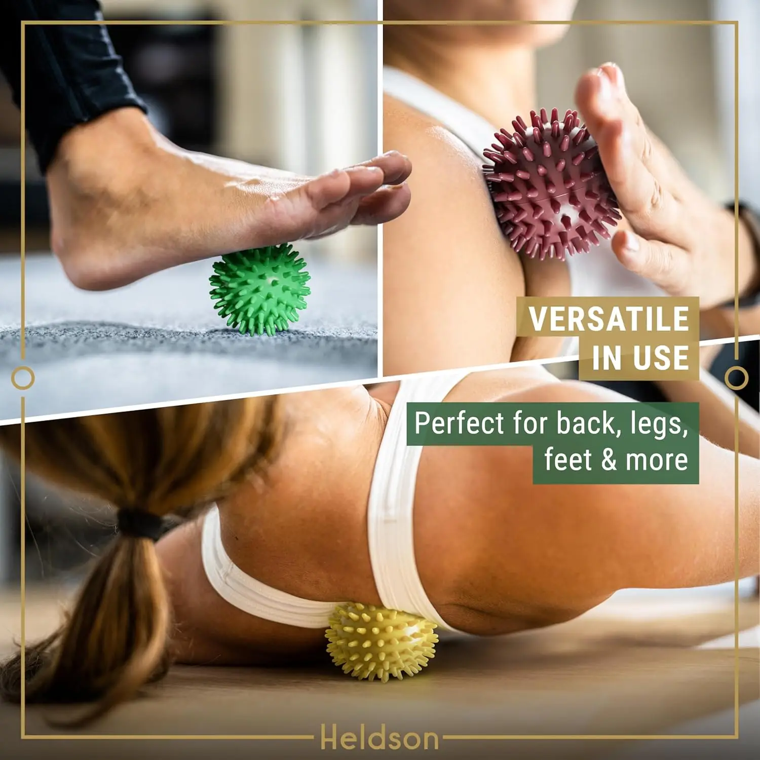 3 Spiky Massage Balls Set - Soft, Medium, Hard - Foot Roller for Plantar Fasciitis & Back Pain Relief - Trigger Point Therapy - Spiky Pressure - view 5