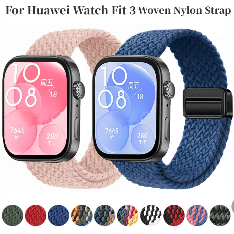 

Ремешок нейлоновый для Huawei Watch Fit 3, сменный браслет с магнитной пряжкой, регулируемый, дышащий