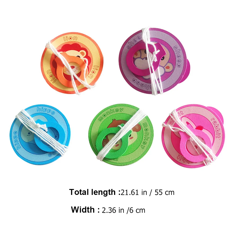 5 pièces en bois tirer chaîne Peg-Tops enfants éducatif apprentissage précoce platine Flash créatif pour les enfants