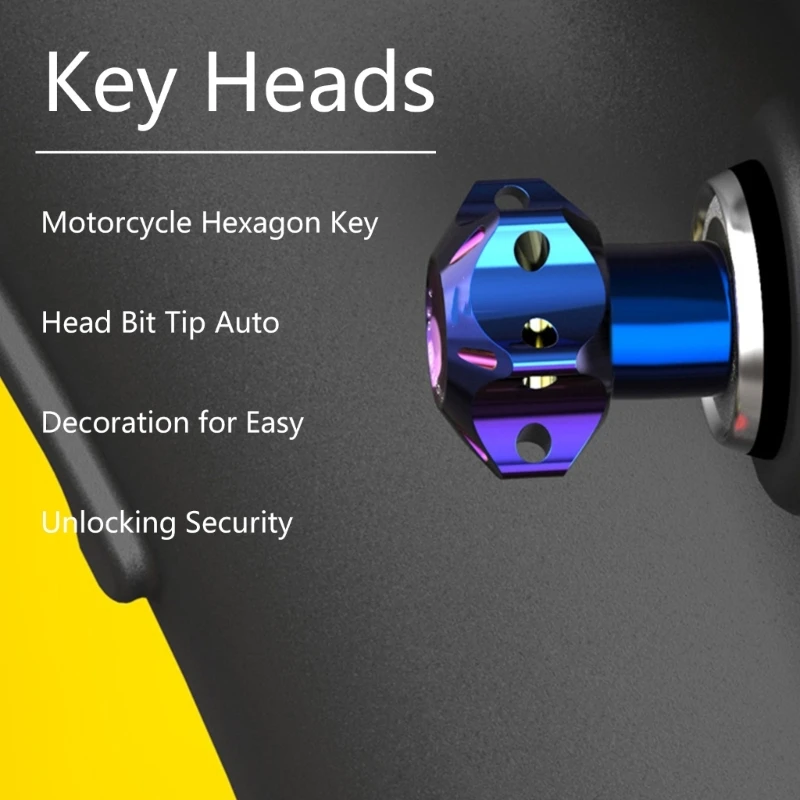 Aluminum Motorcycle Key Head Hexagon Key Bit Tip Replacement Auto Decoration Accessories for Easy Unlocking and Security