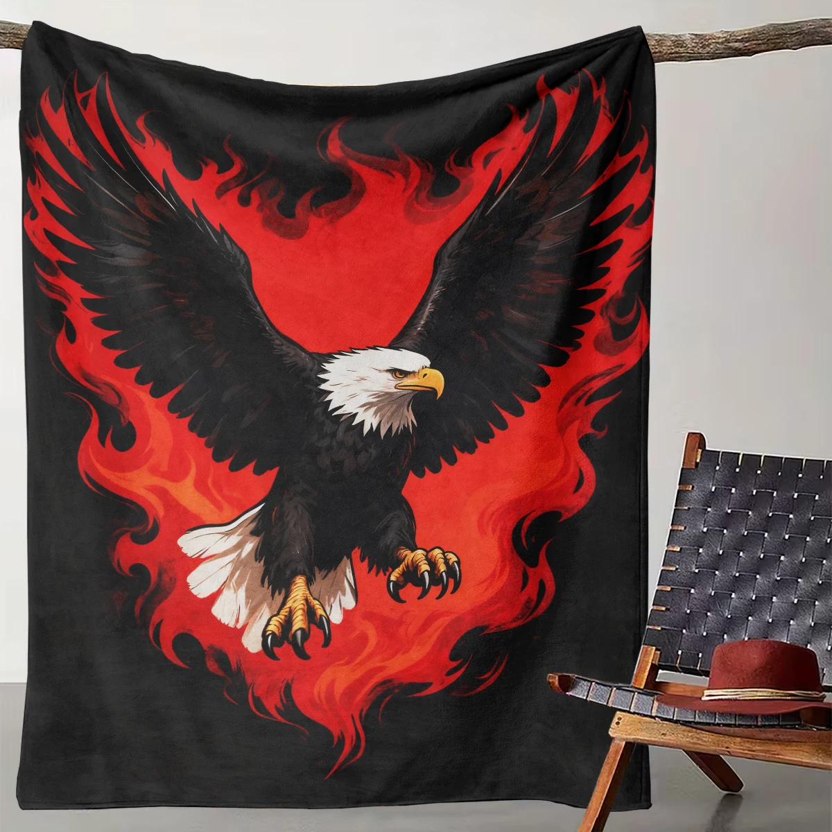 

1 Flame Eagle American Style Tough Guy Style Blanket, Personalized Trendy Men's Living Room Decoration Blanket
