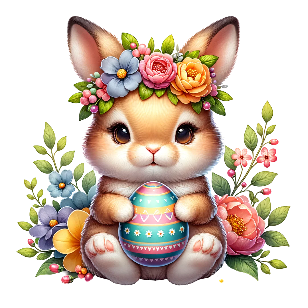Easter Wreath Bunny Holding Egg Silicone Baking Mold with Rose Elements Chocolate Fondant Cake Decoration Mold