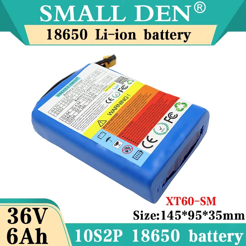 36V 6Ah 10S2P 18650 Lithium Battery Pack 550W 6000mAh 42V Electric Scooter Electric Vehicle Ultra Thin Portable Battery with BMS