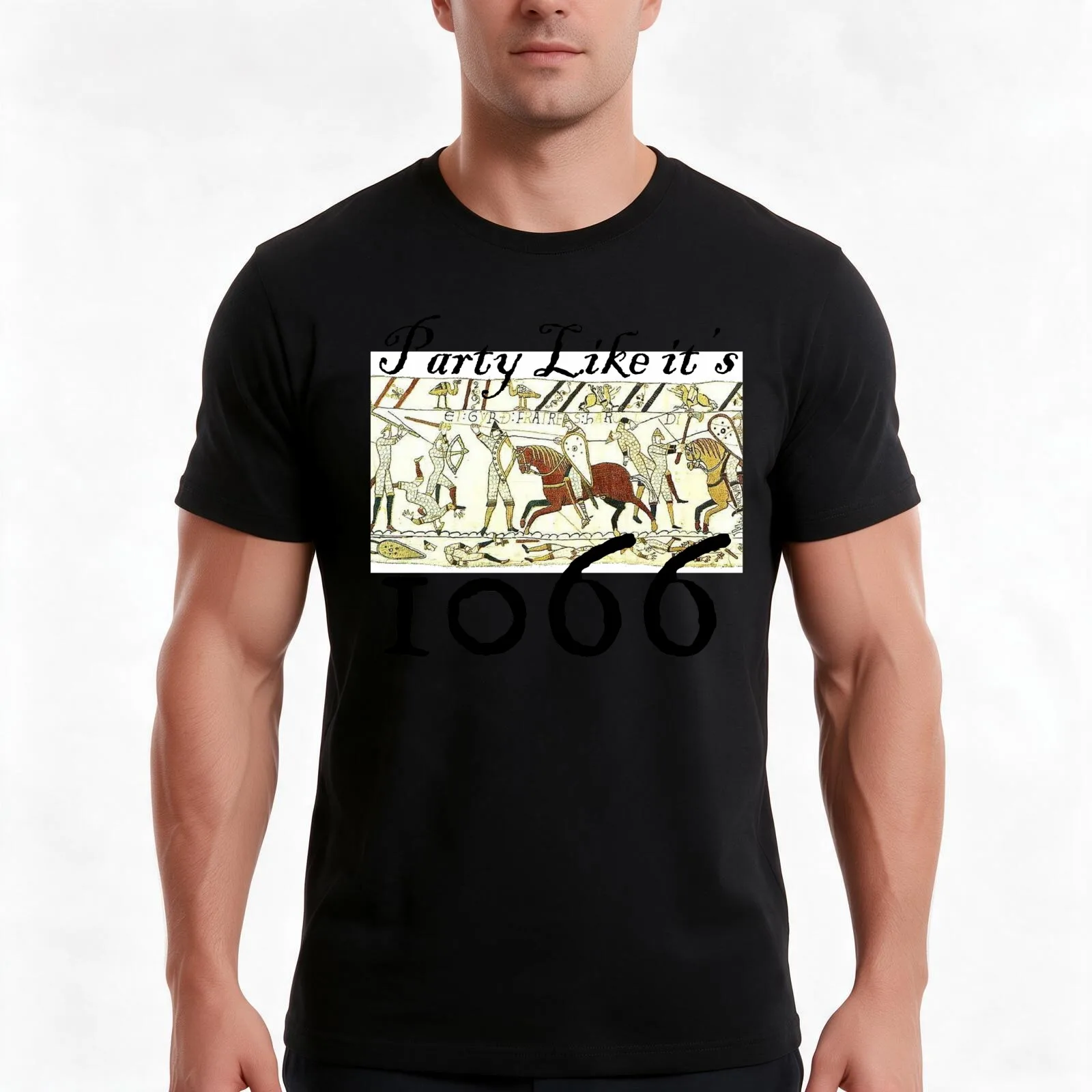 Quirky, Medieval Bayeux Tapestry, Funny Historic T shirt T-Shirt Summer Casual Cotton Tee, Unisex Men Women