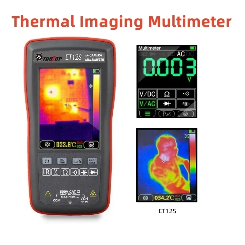 TOOLTOP ET11S/12S ręczny 120*90 pikseli multimetr termowizyjny 20 Hz multimetr z ekranem dotykowym narzędzia do wykrywania urządzeń linowych