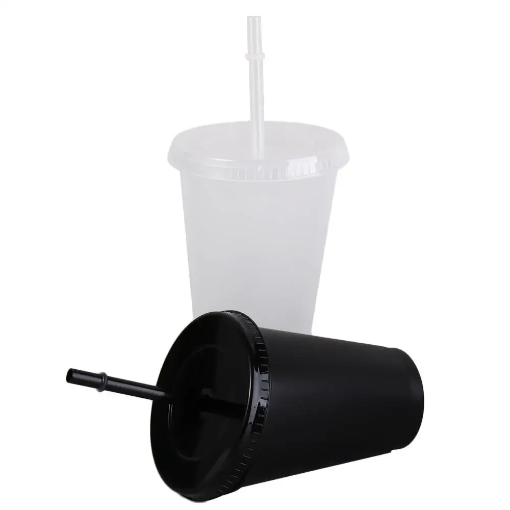 

Drinkware Food Grade PP Plastic Change Color Straw Mugs with Lid Matte Straw Cup 475ml/601-700ml with Straw Drinks Cup Coffee