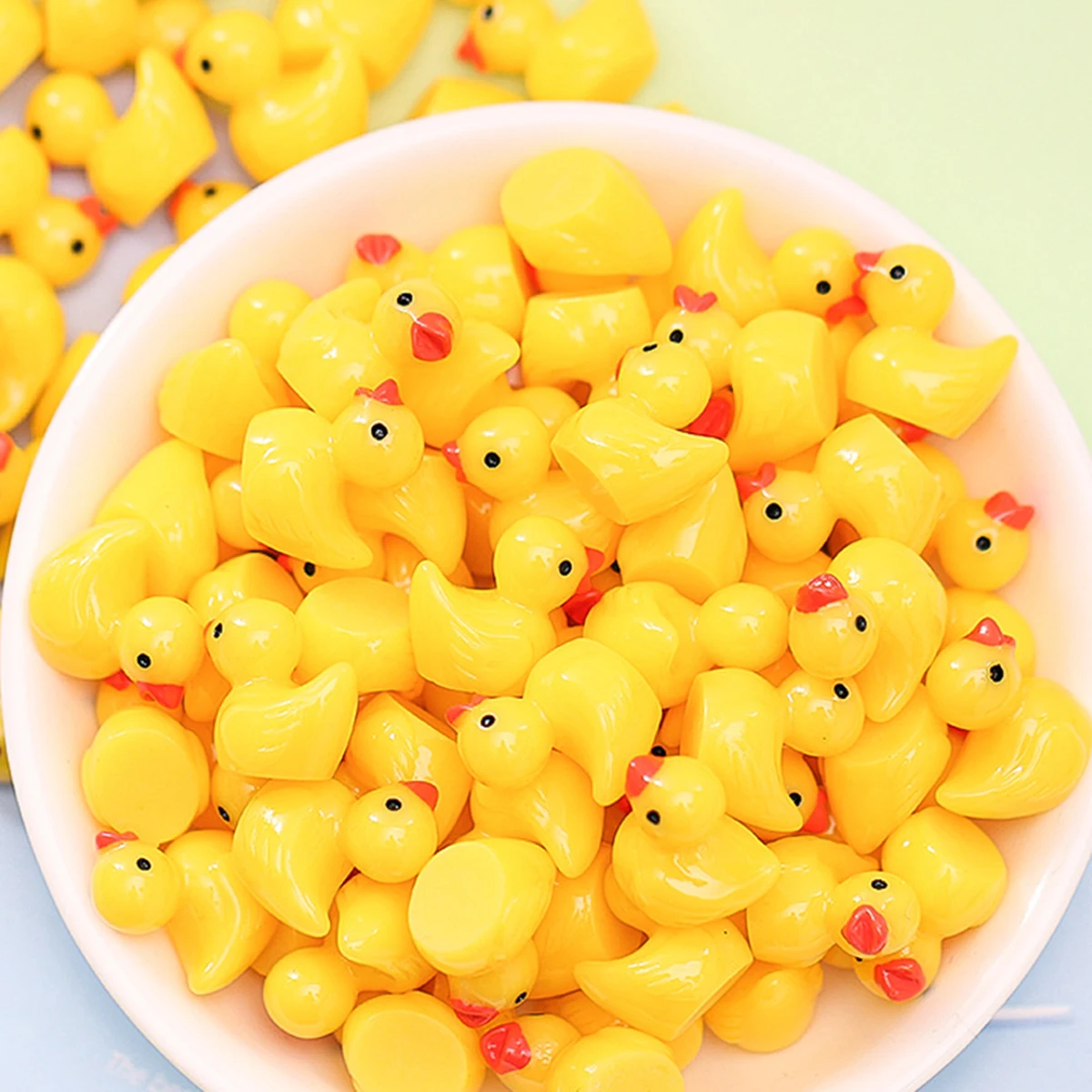 50pcs Mini Cute Resin Ducks Tiny Duck Figures Ornament Plastic Ducks Miniature Yellow Ducks for Dollhouses Garden Decoration