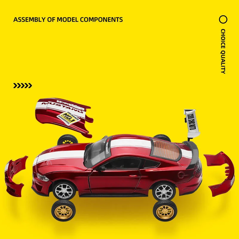 CCA 1/43 Scale Mustang GT 2018 Modified Assembly Sports Racing V8 Cars Model Vehicle with Box Changable Parts Gift for Teenagers