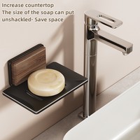 Stainless Steel walnut Bathroom Shower Storage Soap Tray Mesh Rack Soap Dishes Wall Mounted Drain Soap Dish Box