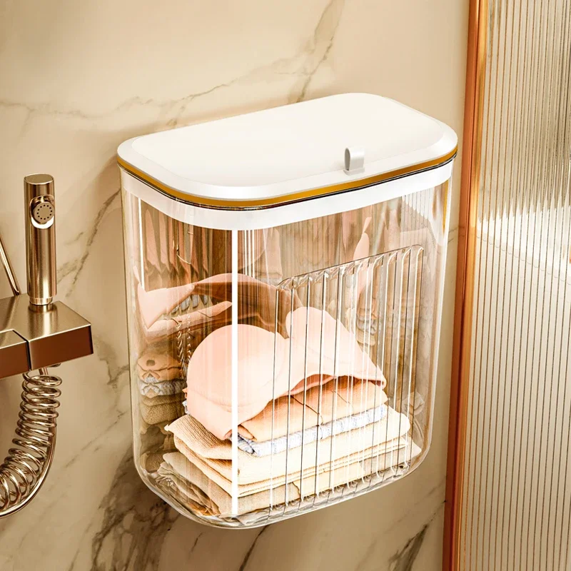 

Nordic Transparent Acrylic Dirty Clothes Basket - Waterproof Bathroom Storage Basket for Clean Change Clothes Organization