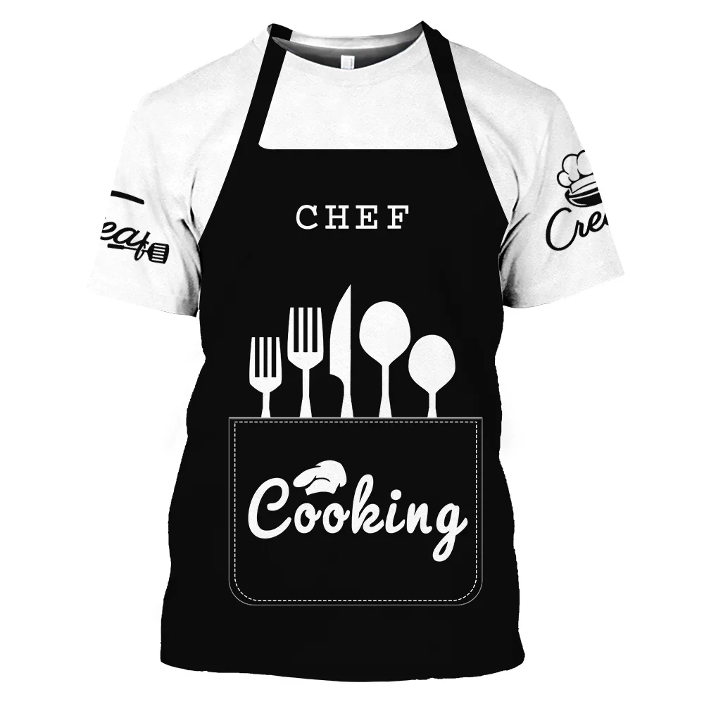 Trendy Chef Clothing 3D Print Men's T-Shirt Pastry Kitchen Cooking Oversized Tops Breathable High Quality Short Sleeve Male Tees