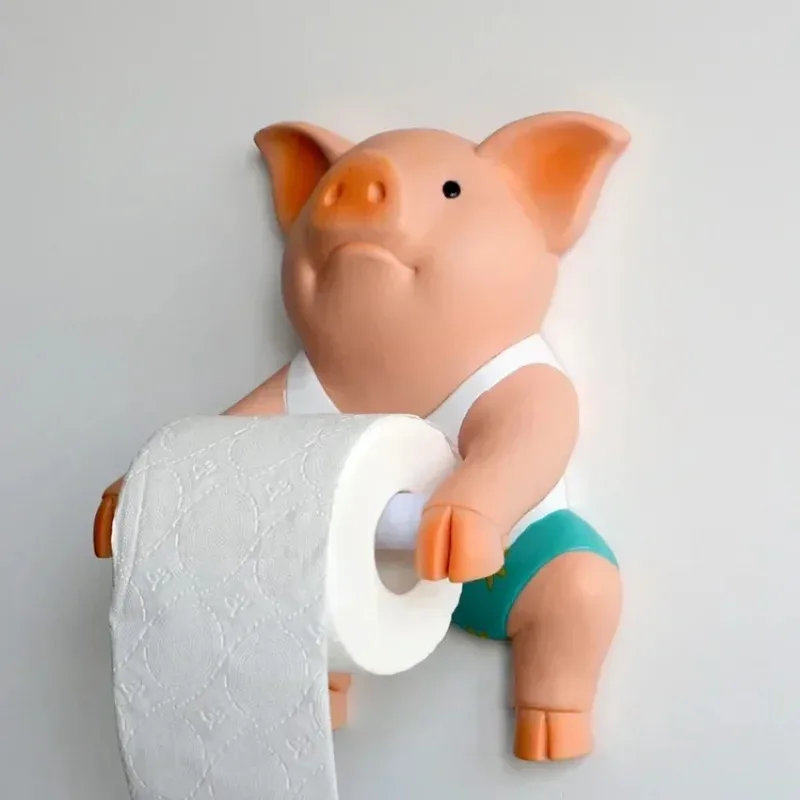 Toilet Paper Holder PVC Cartoon Style Punch-Free Hand Tissue Box Household Rolling Paper Towel Spool Device Bathroom Accessory