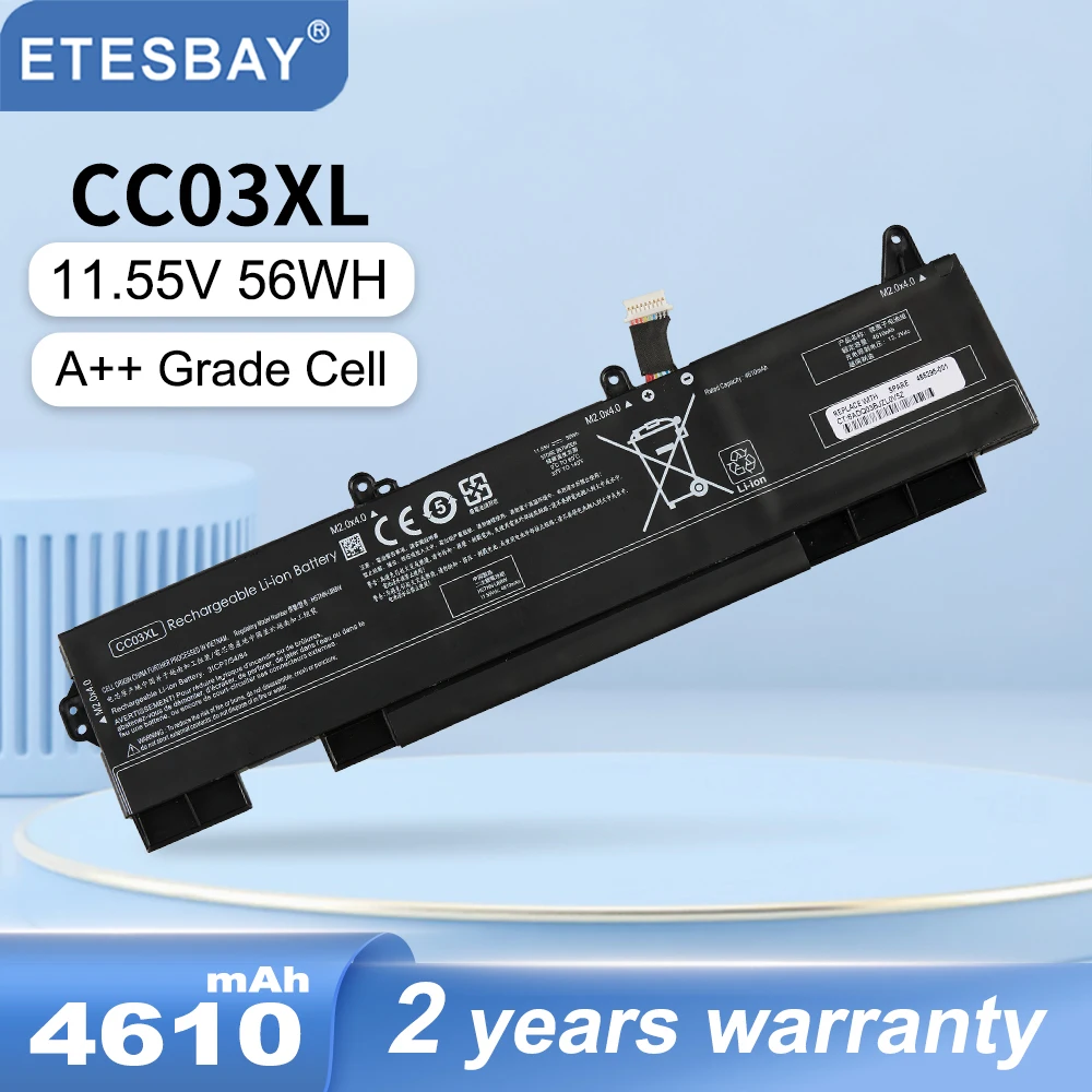 ETESBAY CC03XL Laptop Battery For HP EliteBook 830 835 840 845 G7 ZBook FIREFLY 14 G8 MT32 MT46 L78555-005 11.55V 56WH