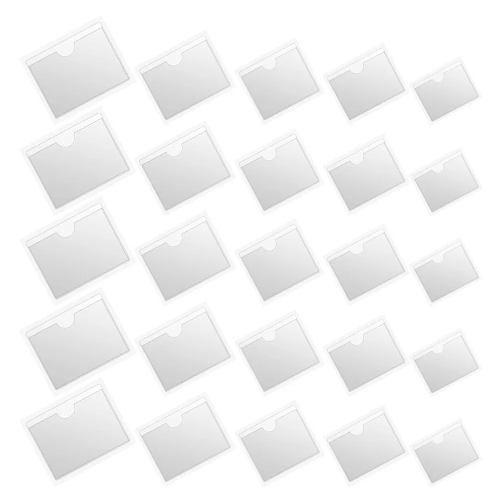 

50Pcs Clear Plastic Label Holders Self Adhesive Transparent Film for Office Warehouse Use Labeling System Index Card Pockets