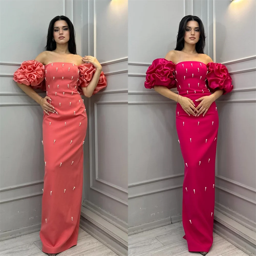 

Saudi Arabia Prom Dress Dearin Off-the-shoulder Column Floor Length Open Back Skirts Vertically Hugging Bead Bespoke Occasion Dr