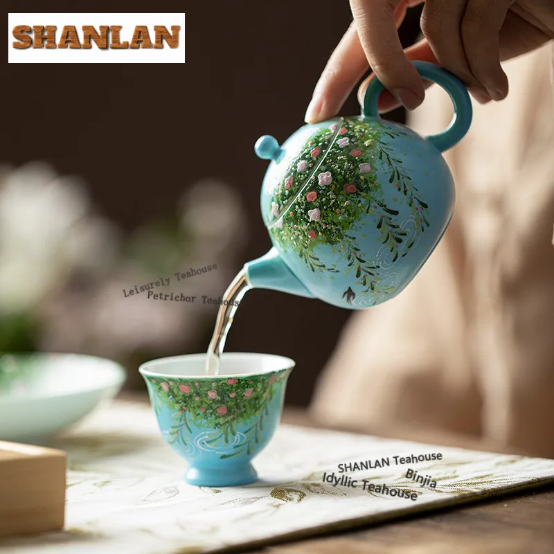 125ml Greasepaint Wicker Swallow Teapot Handmade Tea Infuser Pot Tea Making Kettle With Ball Hole Dahongpao Tableware Decoration