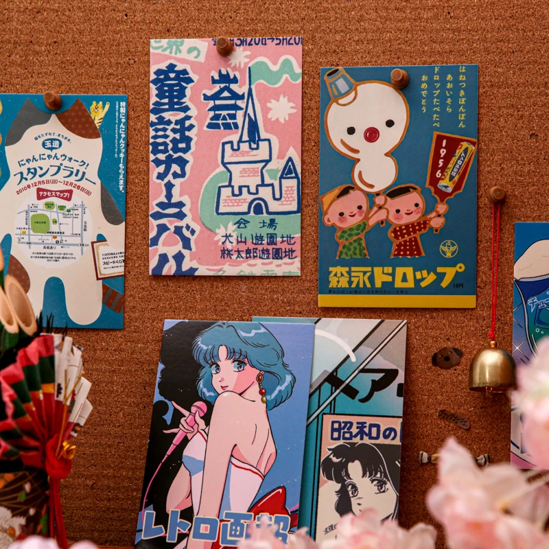 30Sheets/box Japanese Showa Handbook Boxed Postcards Travel Commemorative Cards Hand Account Notebooks Decorative Card Paper